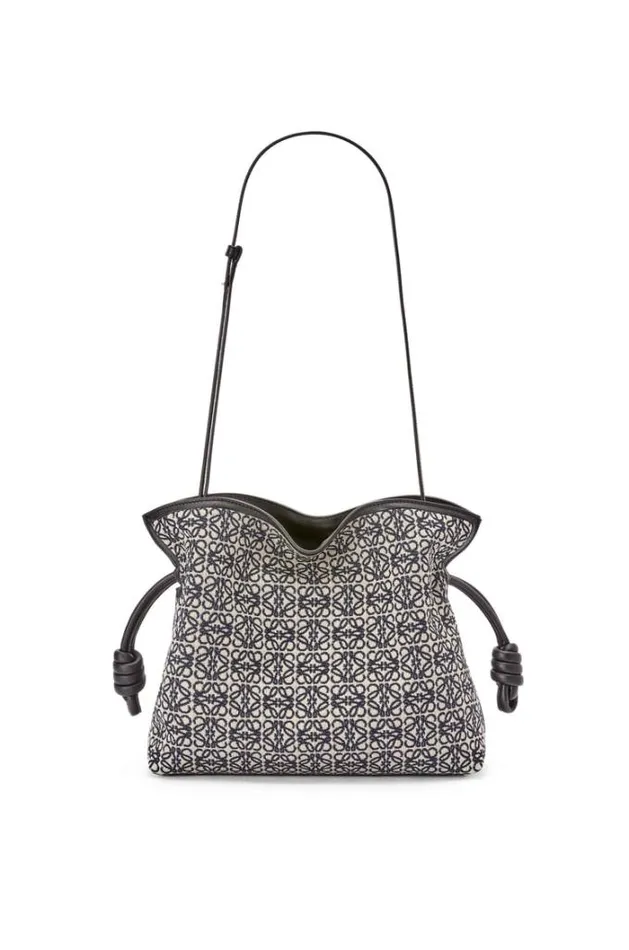 Loewe Flamenco Clutch In Anagram Jacquard And Calfskin Navyblack Women Shoulder Bags
