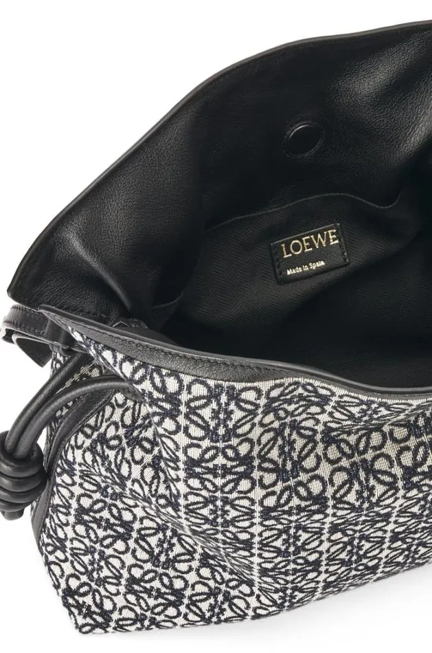 Loewe Flamenco Clutch In Anagram Jacquard And Calfskin Navyblack Women Shoulder Bags