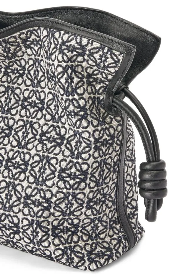 Loewe Flamenco Clutch In Anagram Jacquard And Calfskin Navyblack Women Shoulder Bags