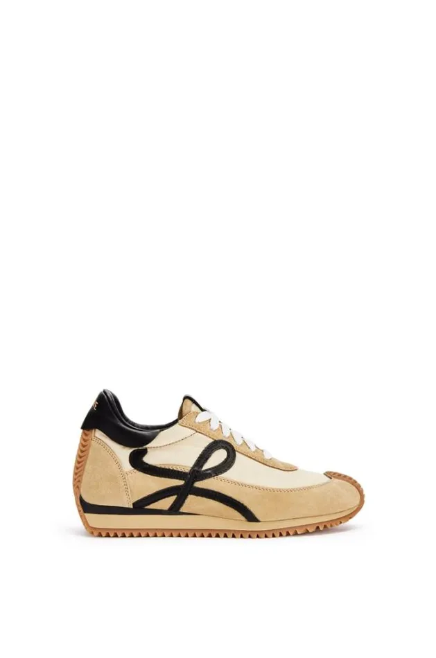 Loewe Flow Runner In Nylon And Suede Goldblack Women Sneakers