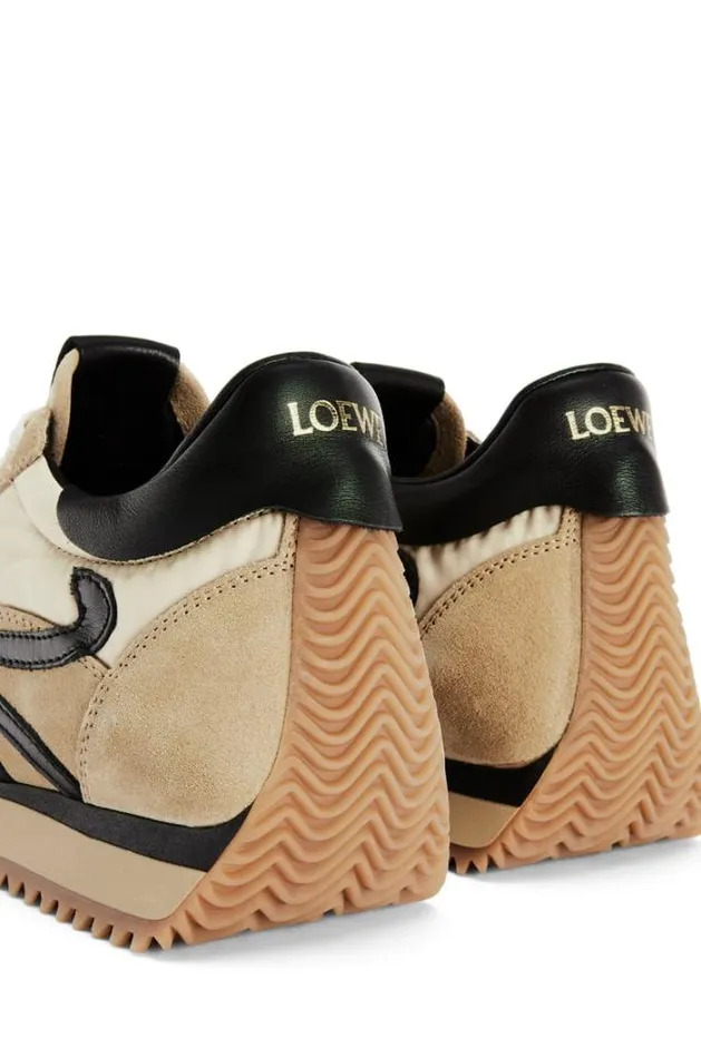 Loewe Flow Runner In Nylon And Suede Goldblack Women Sneakers