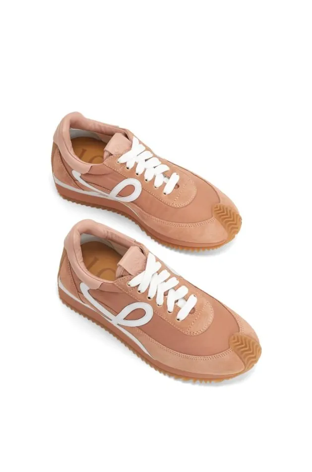 Loewe Flow Runner In Nylon And Suede Powder Women Sneakers