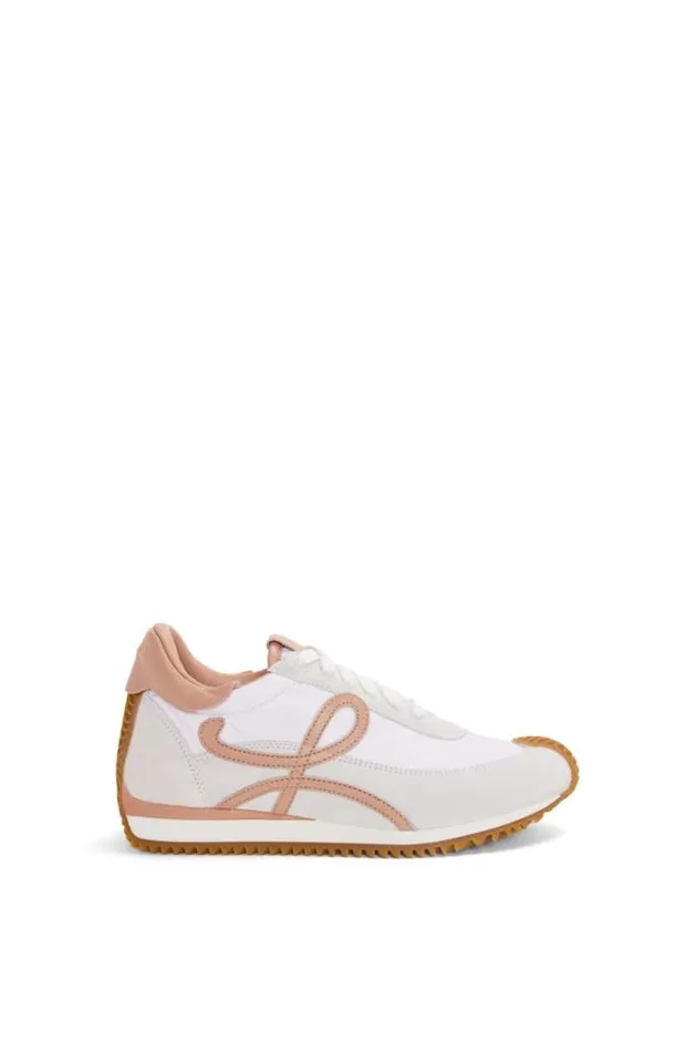 Loewe Flow Runner In Nylon And Suede Whitepowder Women Sneakers