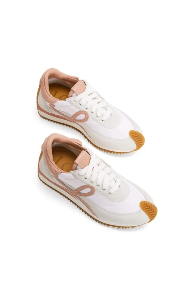 Loewe Flow Runner In Nylon And Suede Whitepowder Women Sneakers