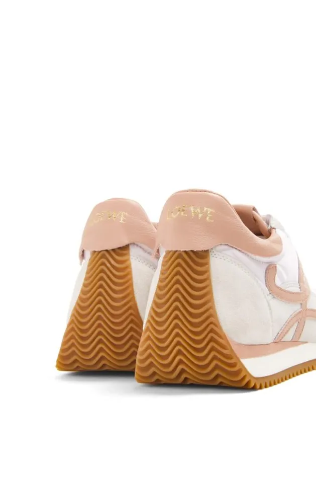 Loewe Flow Runner In Nylon And Suede Whitepowder Women Sneakers