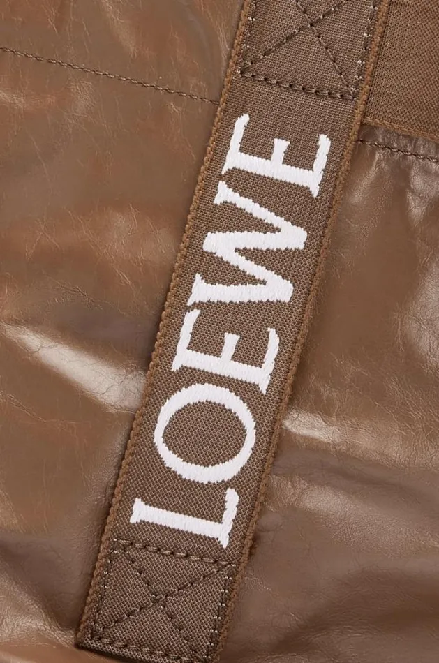 Loewe Fold Shopper In Paper Calfskin Winter Brown Men Shoulder Bags