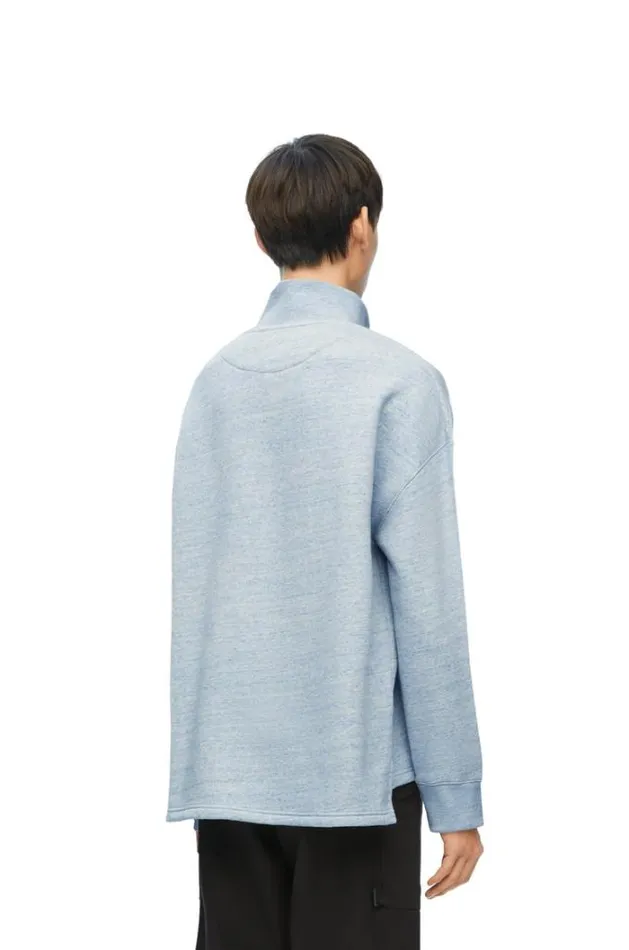 Loewe High Neck Sweatshirt In Cotton Blue Melange Men Sweatshirts