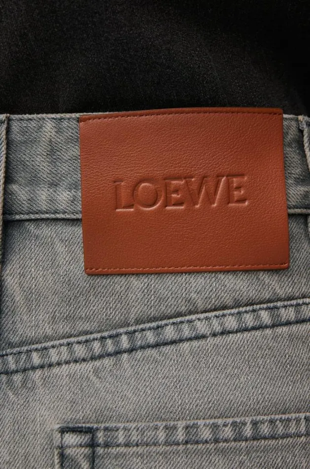 Loewe High Waisted Jeans In Cotton Grey Melange Women Trousers and Shorts
