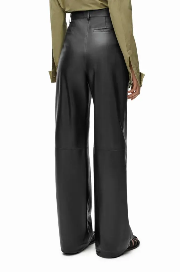 Loewe High Waisted Trousers In Nappa Lambskin Black Women Trousers and Shorts
