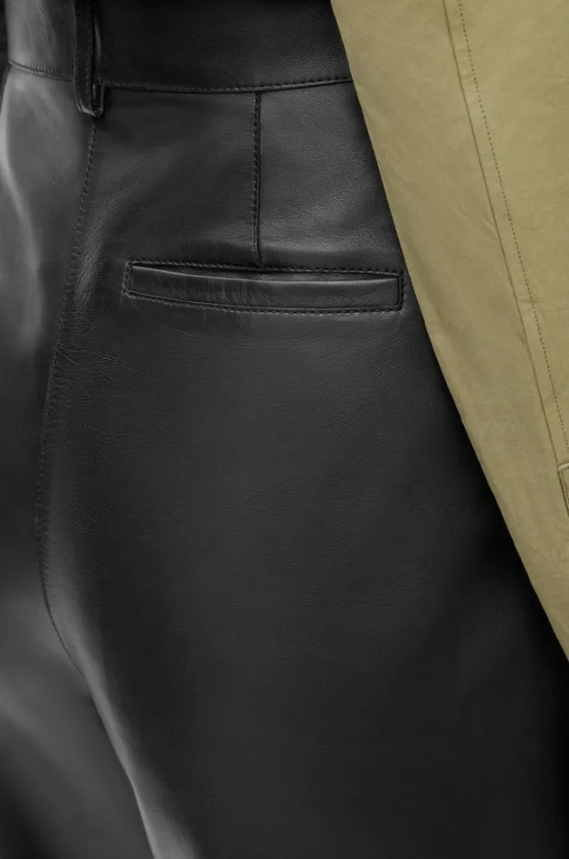 Loewe High Waisted Trousers In Nappa Lambskin Black Women Trousers and Shorts