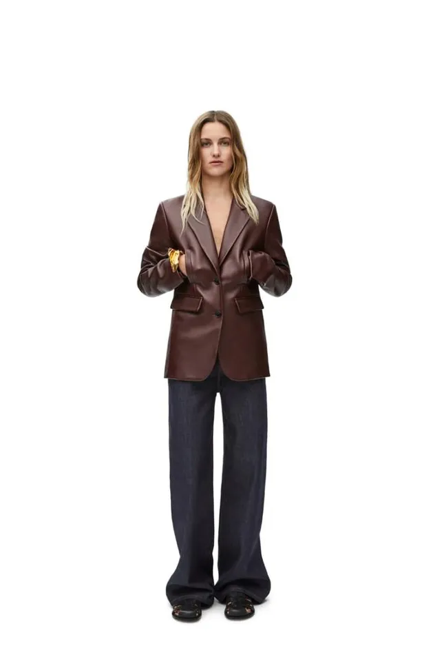 Loewe Jacket In Nappa Lambskin Dark Chocolate Women Jackets