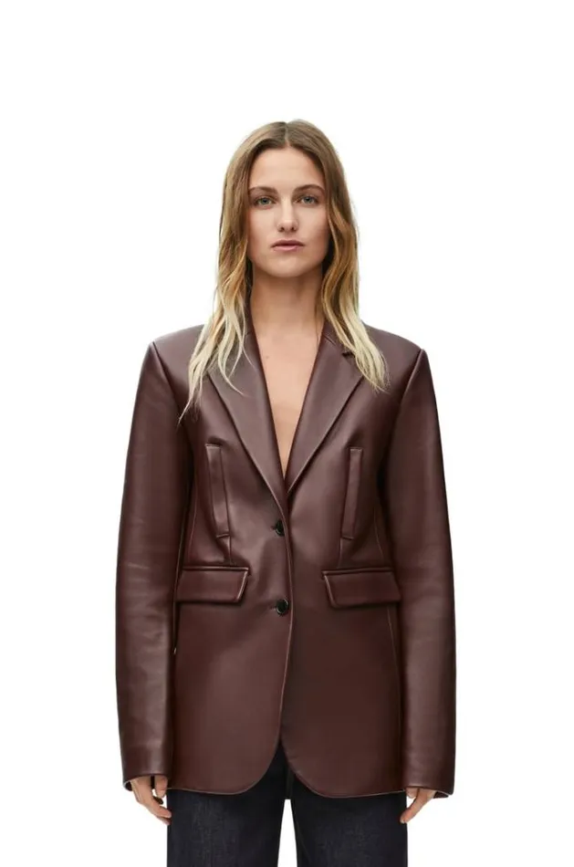 Loewe Jacket In Nappa Lambskin Dark Chocolate Women Jackets