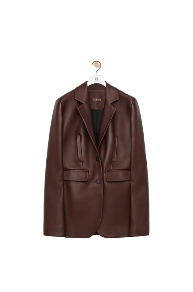 Loewe Jacket In Nappa Lambskin Dark Chocolate Women Jackets