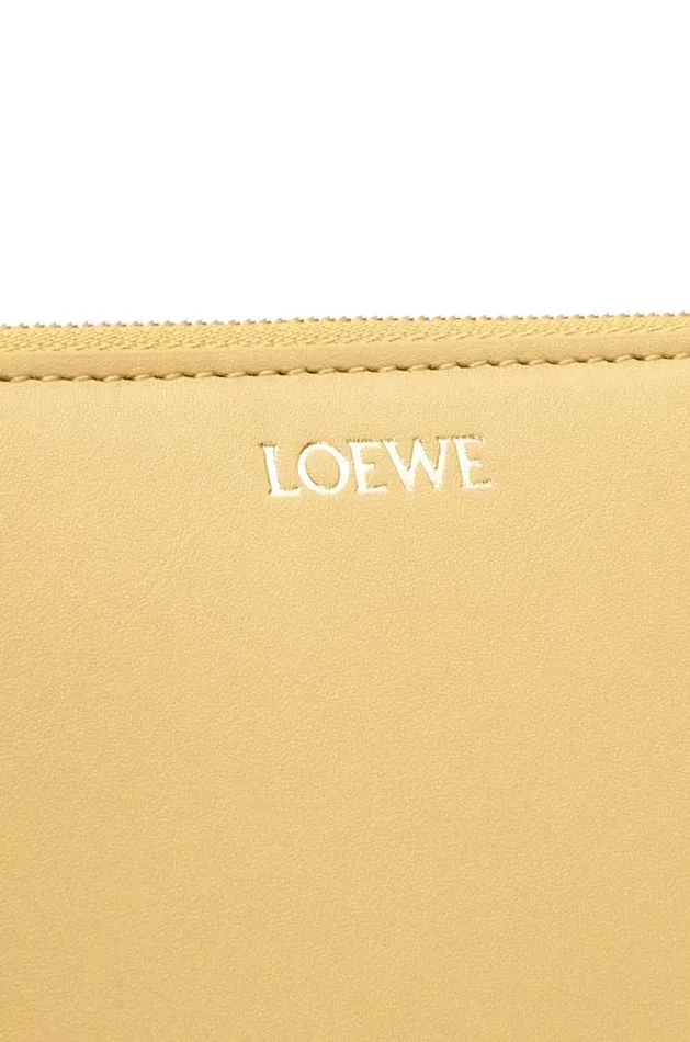 Loewe Knot Compact Zip Wallet In Shiny Nappa Calfskin Dark Buttersunflower Women Small Wallets