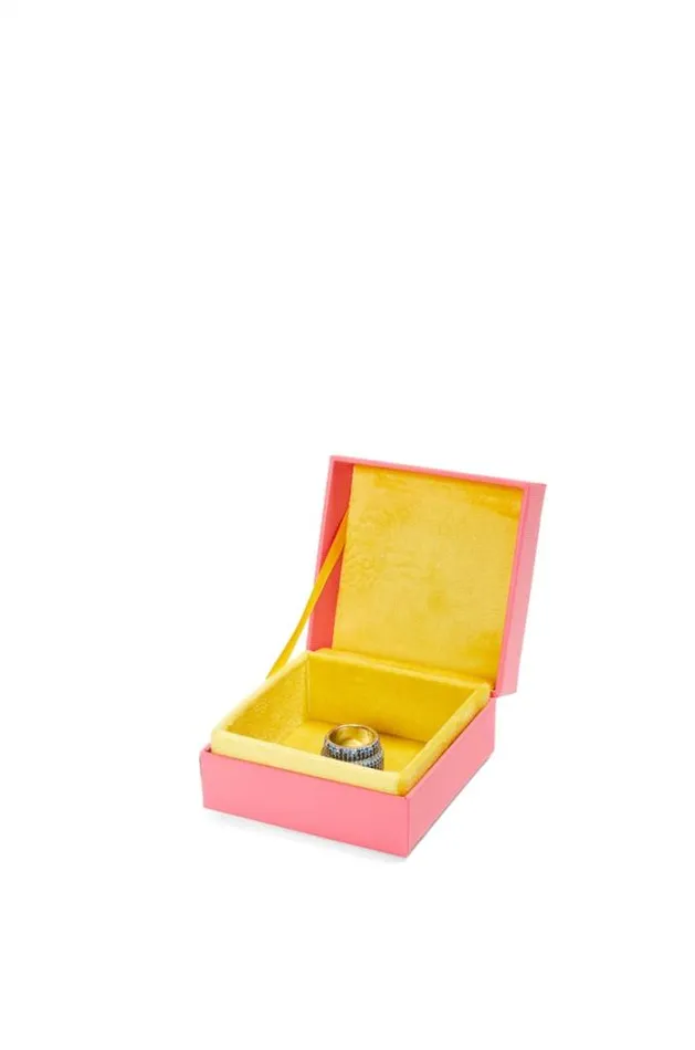 Loewe Large Pav Ring In Sterling Silver And Crystals Silverblue Women Silver Jewellery