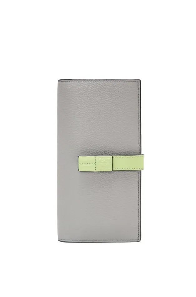 Loewe Large Vertical Wallet In Grained Calfskin Pearl Greylight Pale Green Women Large Wallets Loewe Large Vertical Wallet In Grained Calfskin Pearl Greylight Pale Green Women Large Wallets