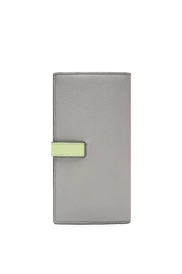 Loewe Large Vertical Wallet In Grained Calfskin Pearl Greylight Pale Green Women Large Wallets