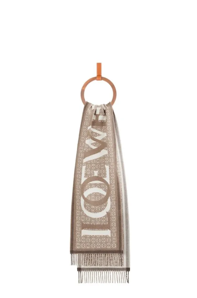 Loewe LOEWE Love Scarf In Wool And Cashmere Whitebeige Men Scarves