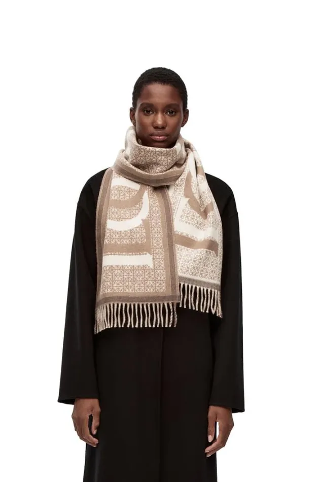 Loewe LOEWE Love Scarf In Wool And Cashmere Whitebeige Men Scarves