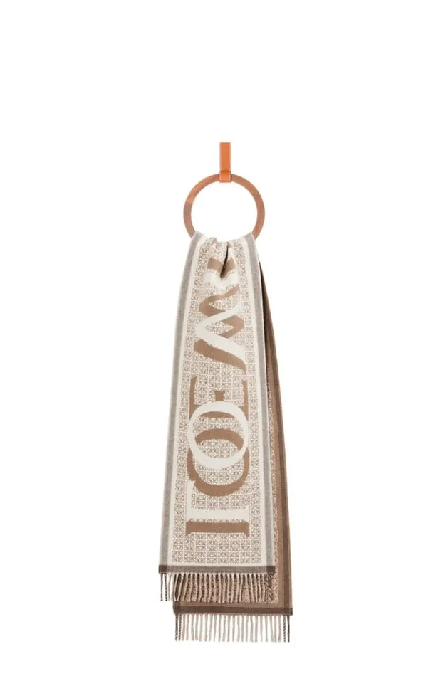 Loewe LOEWE Love Scarf In Wool And Cashmere Whitebeige Men Scarves