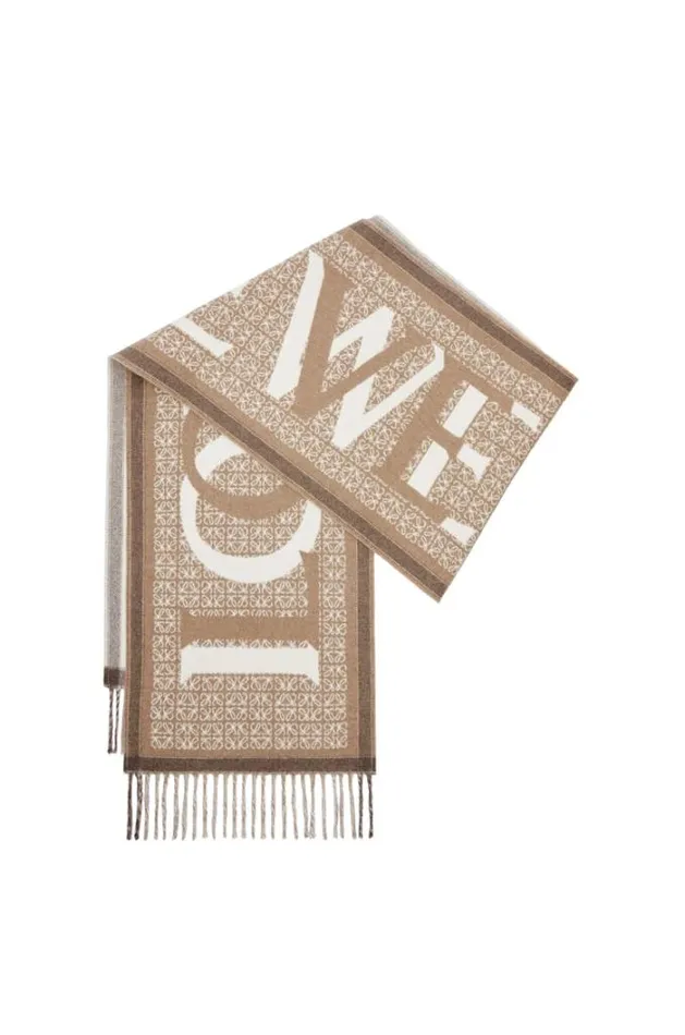 Loewe LOEWE Love Scarf In Wool And Cashmere Whitebeige Men Scarves