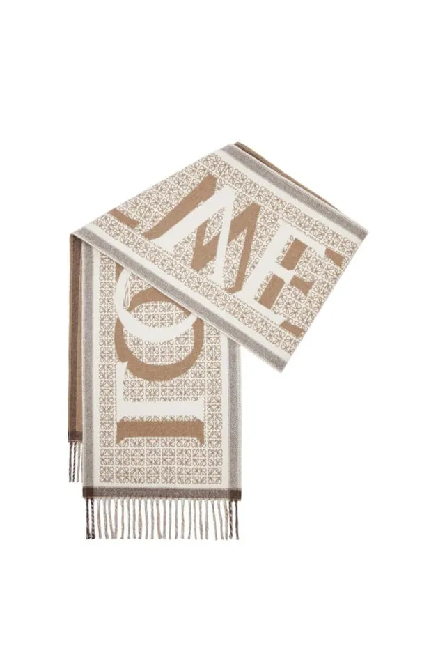 Loewe LOEWE Love Scarf In Wool And Cashmere Whitebeige Men Scarves