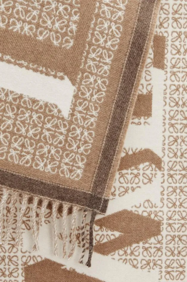Loewe LOEWE Love Scarf In Wool And Cashmere Whitebeige Men Scarves