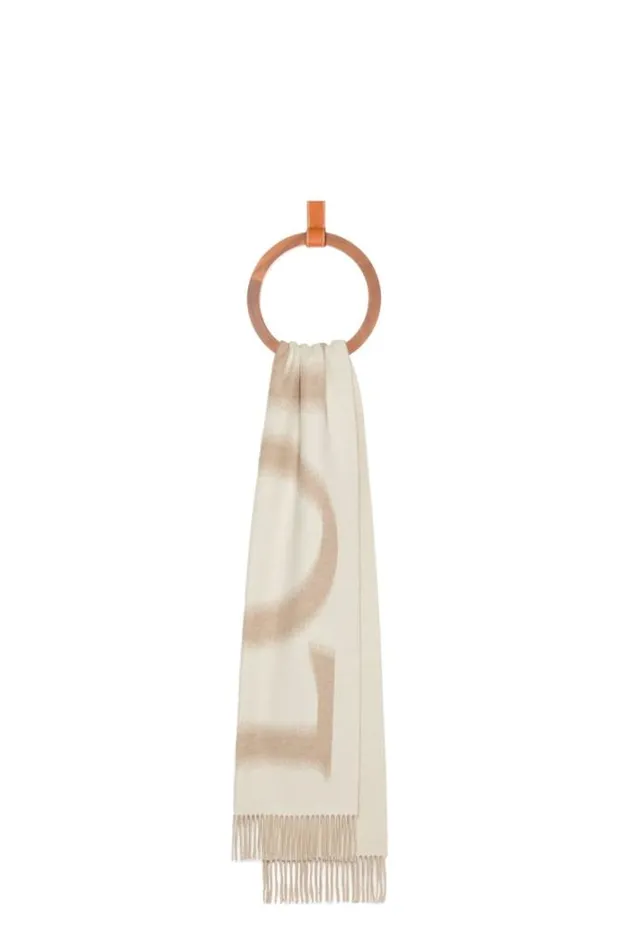 Loewe LOEWE Scarf In Wool And Cashmere Whitebeige Women Scarves