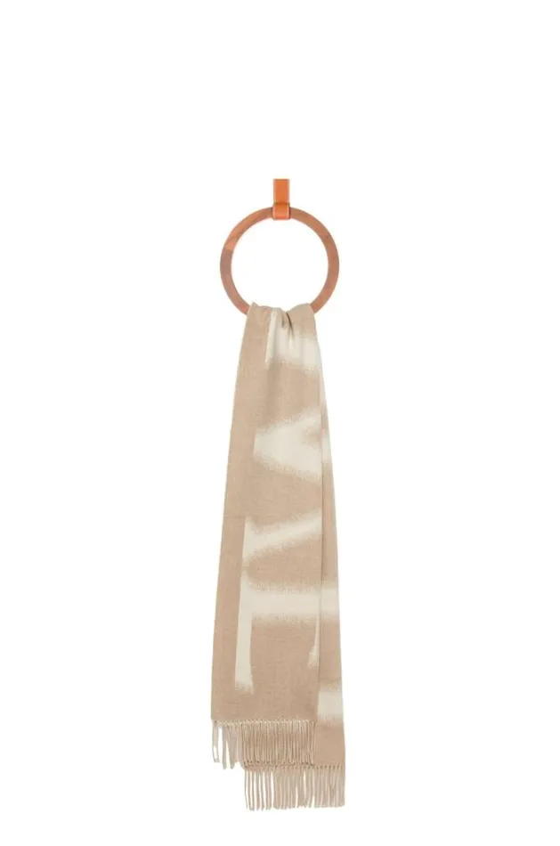 Loewe LOEWE Scarf In Wool And Cashmere Whitebeige Women Scarves