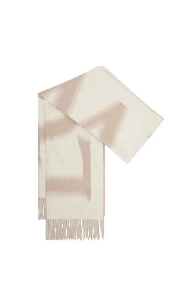 Loewe LOEWE Scarf In Wool And Cashmere Whitebeige Women Scarves