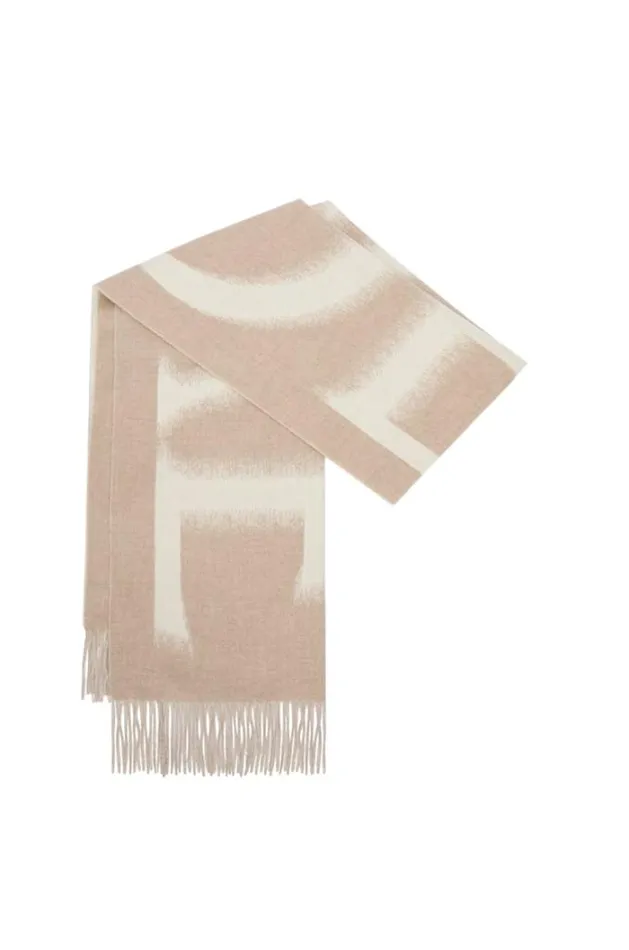 Loewe LOEWE Scarf In Wool And Cashmere Whitebeige Women Scarves