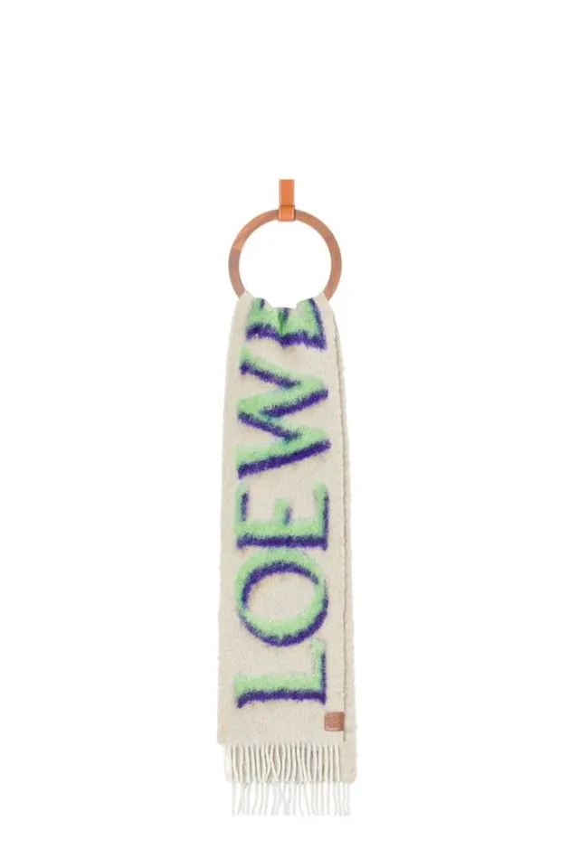Loewe LOEWE Scarf In Wool And Mohair Whitegreen Men Scarves