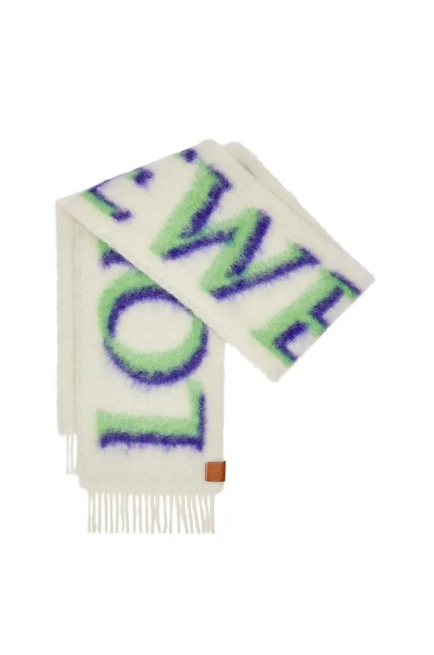 Loewe LOEWE Scarf In Wool And Mohair Whitegreen Men Scarves