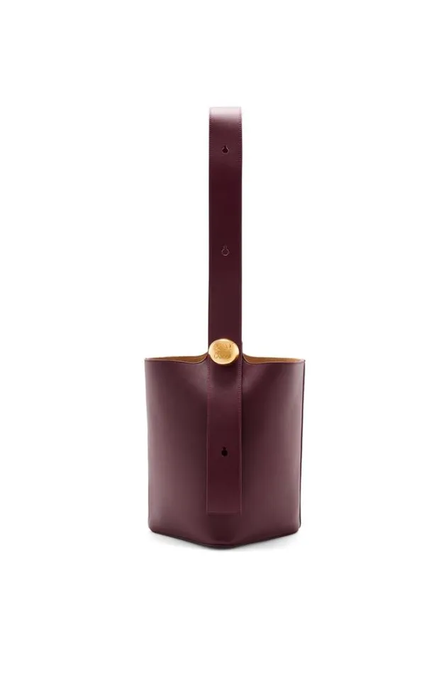 Loewe Medium Pebble Bucket Bag In Mellow Calfskin Dark Burgundy Women Shoulder Bags
