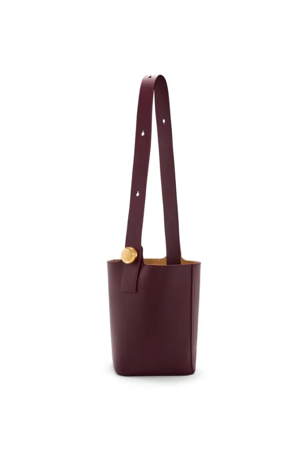 Loewe Medium Pebble Bucket Bag In Mellow Calfskin Dark Burgundy Women Shoulder Bags