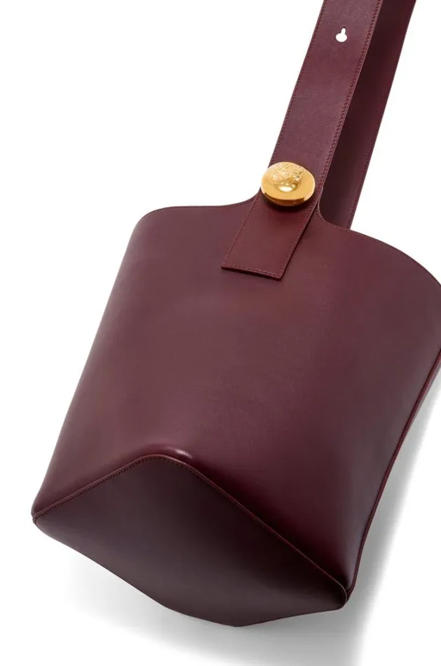 Loewe Medium Pebble Bucket Bag In Mellow Calfskin Dark Burgundy Women Shoulder Bags