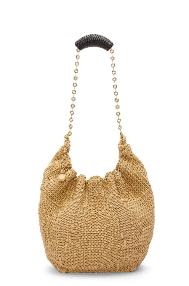 Loewe Medium Squeeze Bag In Cord And Calfskin Natural Women Shoulder Bags