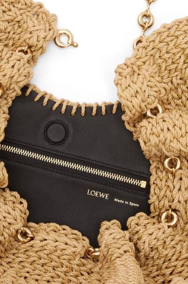 Loewe Medium Squeeze Bag In Cord And Calfskin Natural Women Shoulder Bags