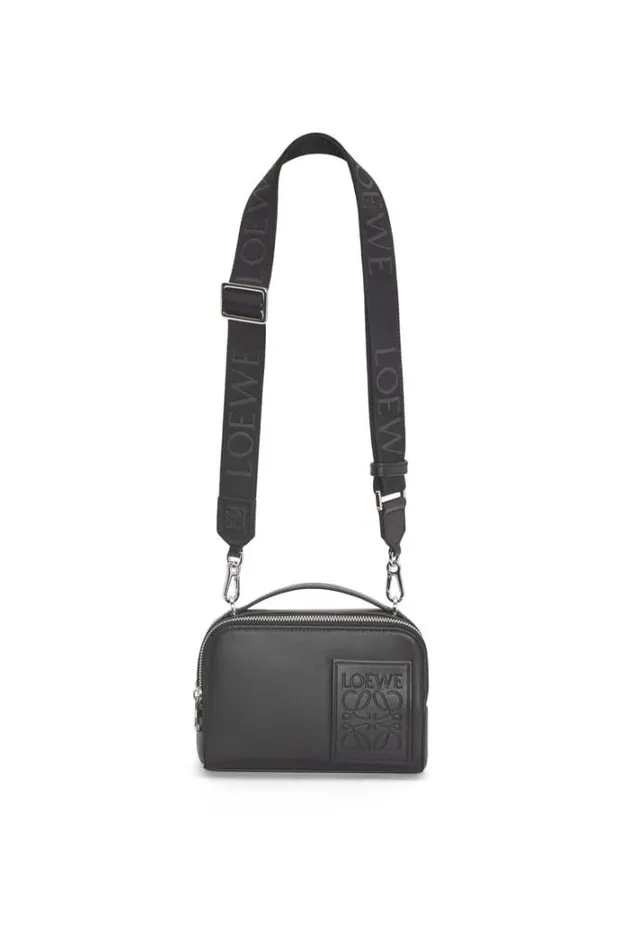 Loewe Mini Camera Crossbody Bag In Satin Calfskin Black Men Pouches