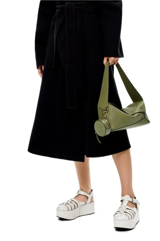 Loewe Mini Cookie Pouch In Soft Calfskin Avocado Green Women Bag Charms and Keyrings