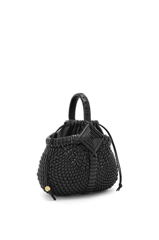 Loewe Mini Diamond Round Basket Bag In Calfskin Black Women Mini Bags