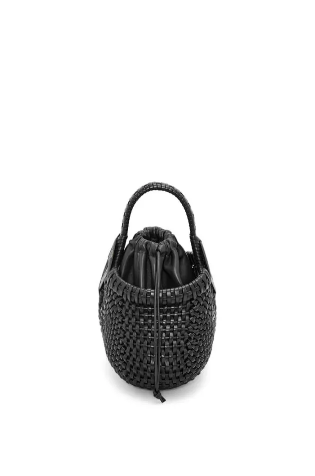 Loewe Mini Diamond Round Basket Bag In Calfskin Black Women Mini Bags