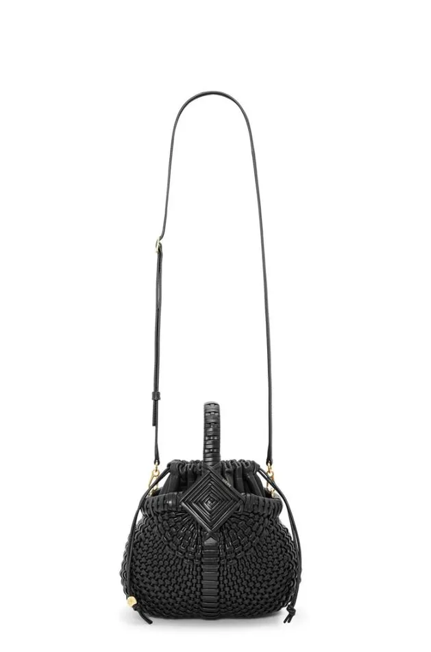 Loewe Mini Diamond Round Basket Bag In Calfskin Black Women Mini Bags