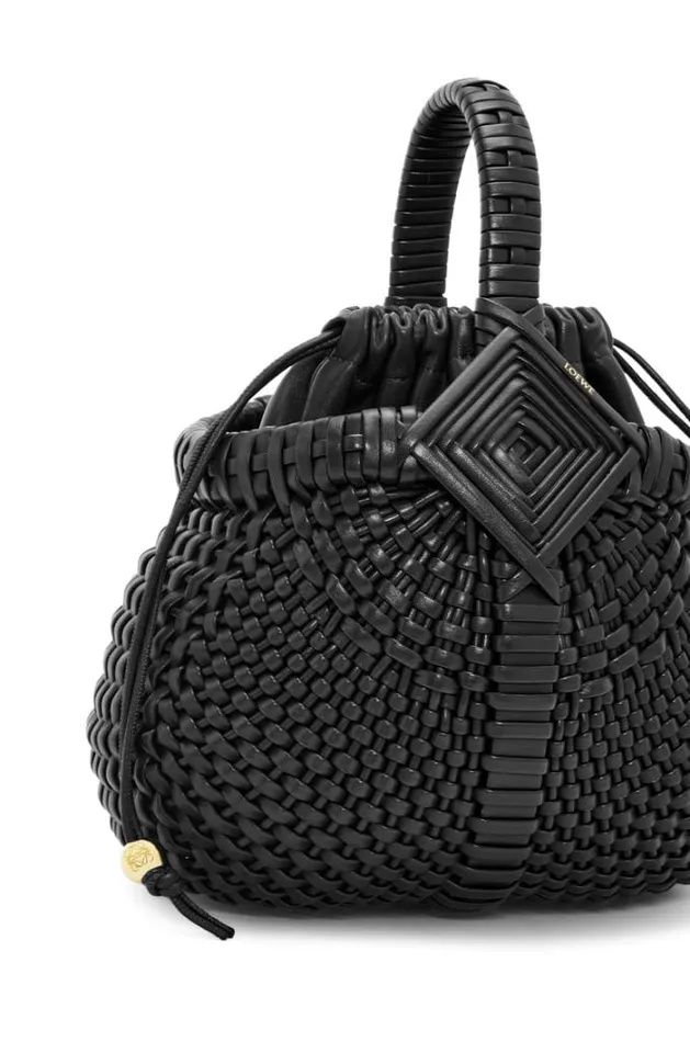 Loewe Mini Diamond Round Basket Bag In Calfskin Black Women Mini Bags