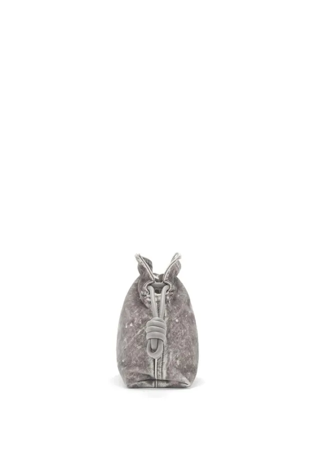Loewe Mini Flamenco Clutch In Flocked Denim Grey Women Mini Bags