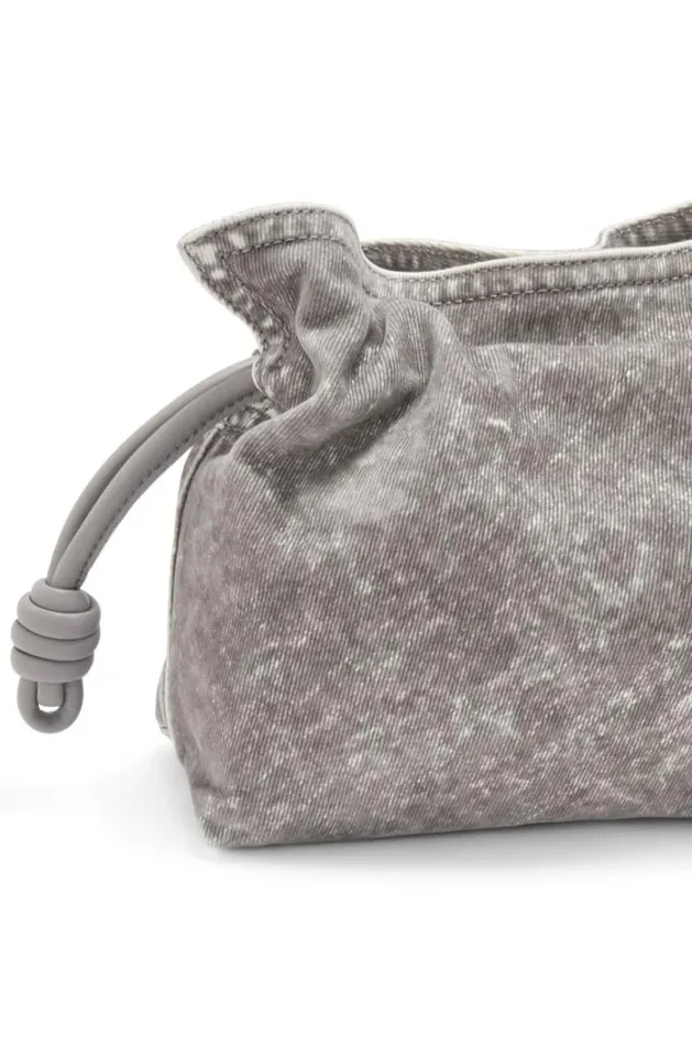 Loewe Mini Flamenco Clutch In Flocked Denim Grey Women Mini Bags