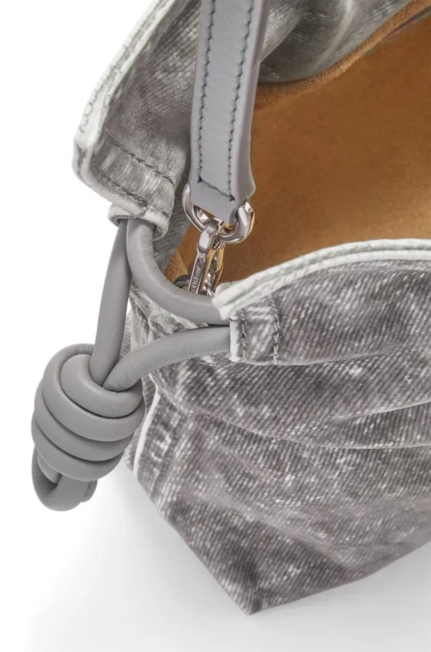Loewe Mini Flamenco Clutch In Flocked Denim Grey Women Mini Bags