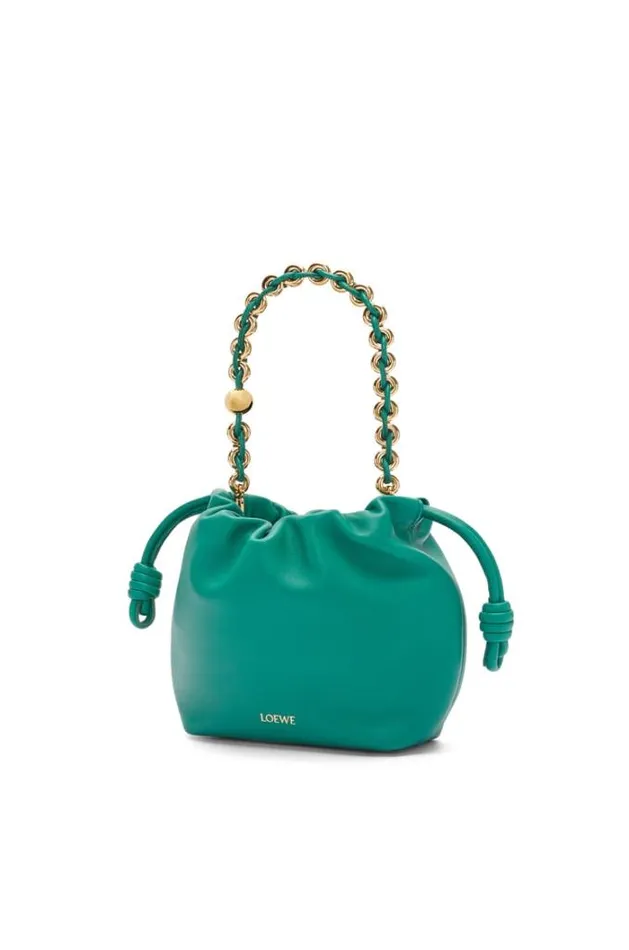 Loewe Mini Flamenco Purse Bag In Mellow Nappa Lambskin Emerald Green Women Mini Bags