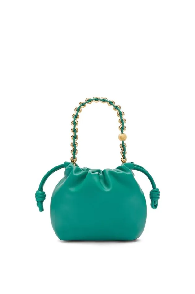 Loewe Mini Flamenco Purse Bag In Mellow Nappa Lambskin Emerald Green Women Mini Bags