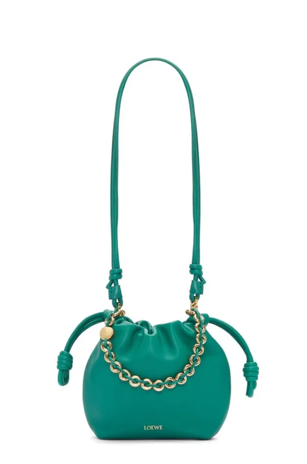 Loewe Mini Flamenco Purse Bag In Mellow Nappa Lambskin Emerald Green Women Mini Bags